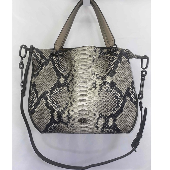 Coach Handbags - Coach Madison Smythe Gray Snake Python Leather Satchel Shoulder Bag 32682